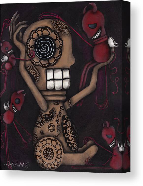Day Of The Dead Canvas Print featuring the painting My Conscience by Abril Andrade