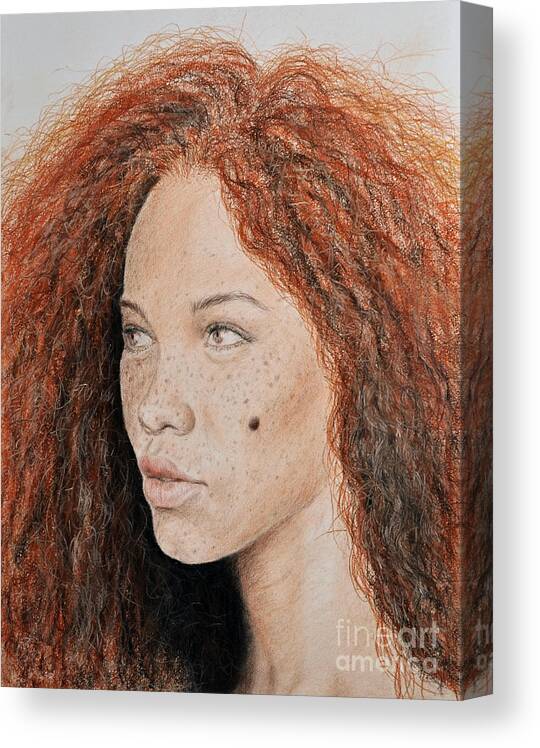 Natural Beauty Canvas Print featuring the mixed media Natural Beauty with Red Hair by Jim Fitzpatrick