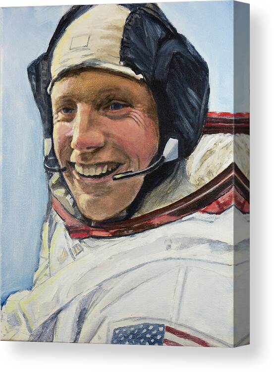 Astronaut Canvas Print featuring the painting Neil Armstrong by Simon Kregar