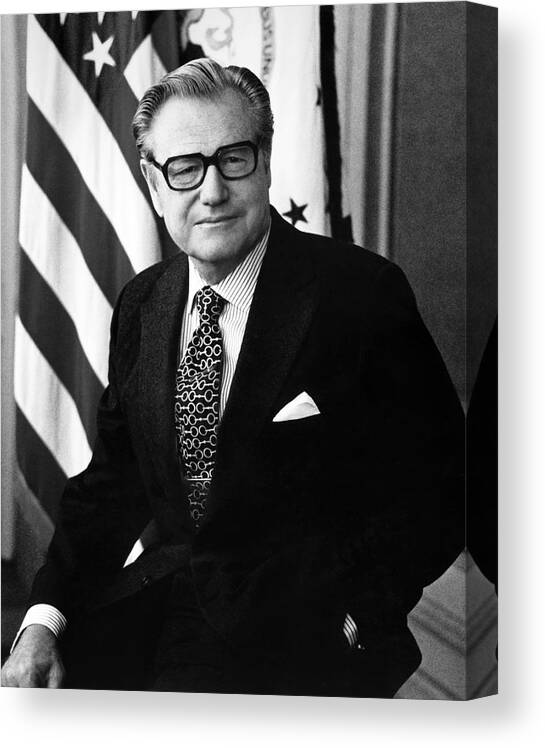 Rockefeller Canvas Print featuring the photograph Nelson Rockefeller Portrait - 1975 by War Is Hell Store