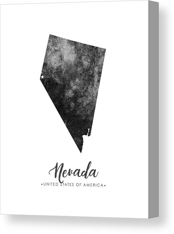 Nevada Canvas Print featuring the mixed media Nevada State Map Art - Grunge Silhouette by Studio Grafiikka