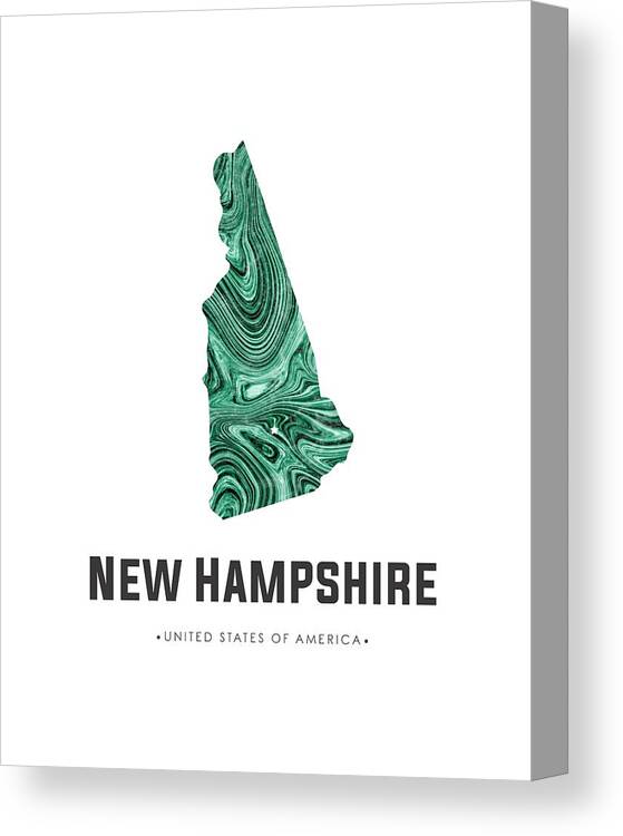 New Hampshire Canvas Print featuring the mixed media New Hampshire Map Art Abstract in Blue Green by Studio Grafiikka