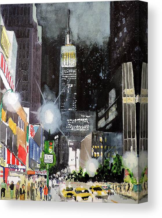 New York Canvas Print featuring the painting New York Night by Tom Riggs