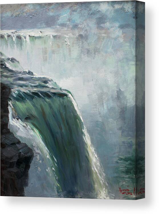 Niagara Falls Ny Canvas Print featuring the painting Niagara Falls NY by Ylli Haruni