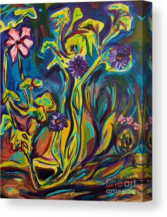 Surreal Canvas Print featuring the painting Night Growth by Catherine Gruetzke-Blais