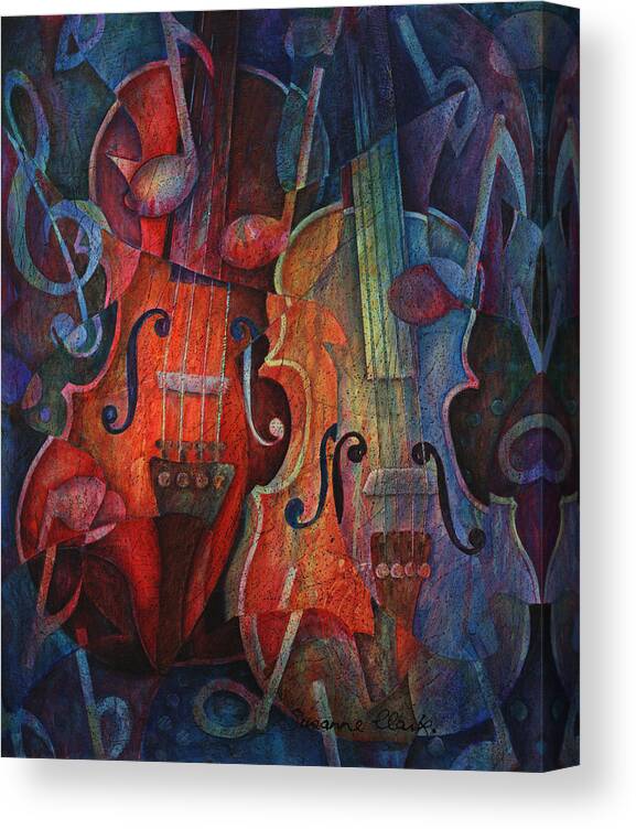 Susanne Clark Canvas Print featuring the painting Noteworthy - A Viola Duo by Susanne Clark