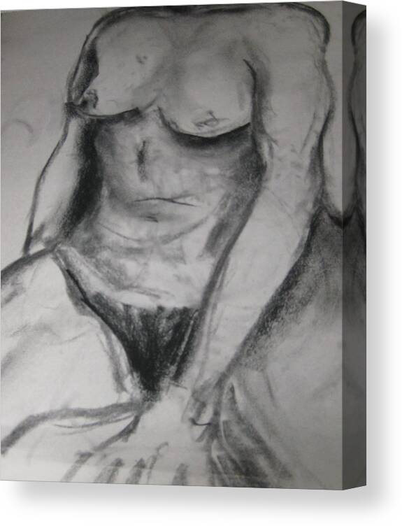 Nudes Canvas Print featuring the drawing Nude Seated by Carole Johnson