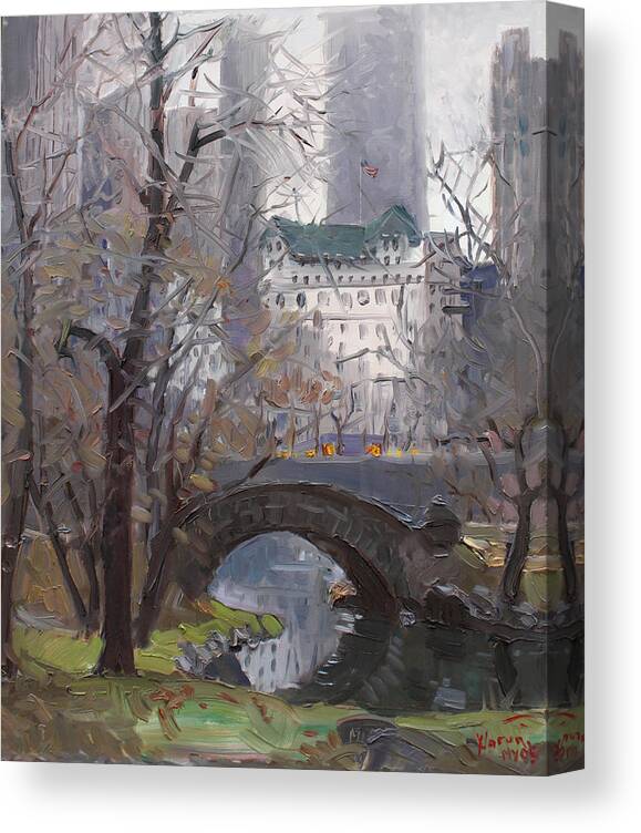 New York City Canvas Print featuring the painting NYC Central Park by Ylli Haruni