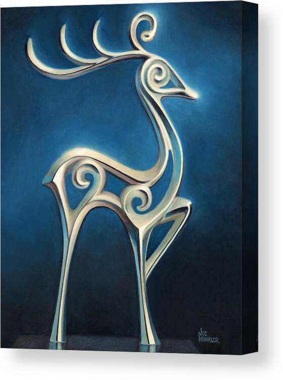 Holiday Ornament Canvas Print featuring the painting Oh Deer by Joe Winkler