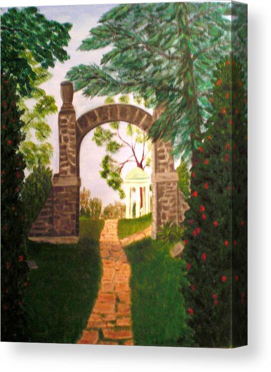 Landscape Canvas Print featuring the painting Old City Cemetery by Nancy Sisco