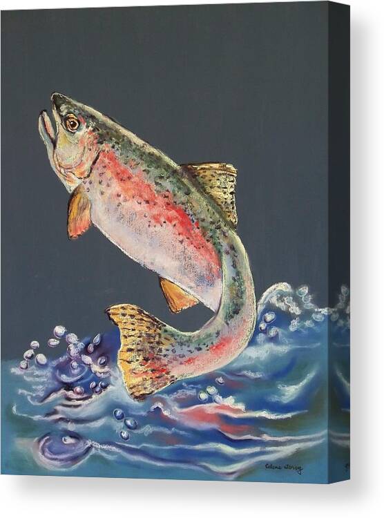Trout Canvas Print featuring the painting Old Grandad by Celene Terry