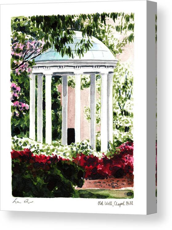 Old Well Canvas Print featuring the painting Old Well Chapel Hill UNC North Carolina by Laura Row