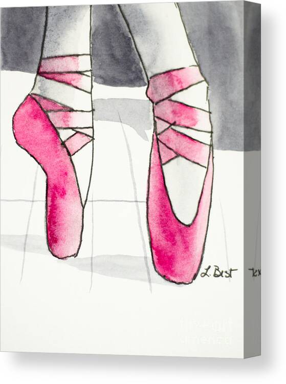 Pink Canvas Print featuring the painting On Pointe by Laurel Best