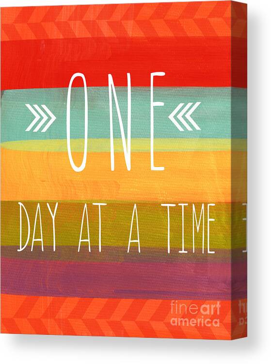 one Day At A Time Canvas Print featuring the mixed media One Day At A Time by Linda Woods