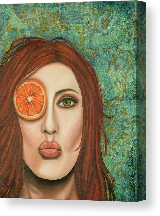 Orange Canvas Print featuring the painting Orange Kiss by Leah Saulnier The Painting Maniac