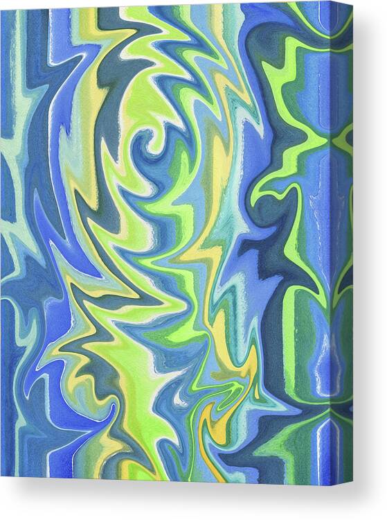 Abstract Canvas Print featuring the painting Organic Abstract Swirls Cool Blues by Irina Sztukowski