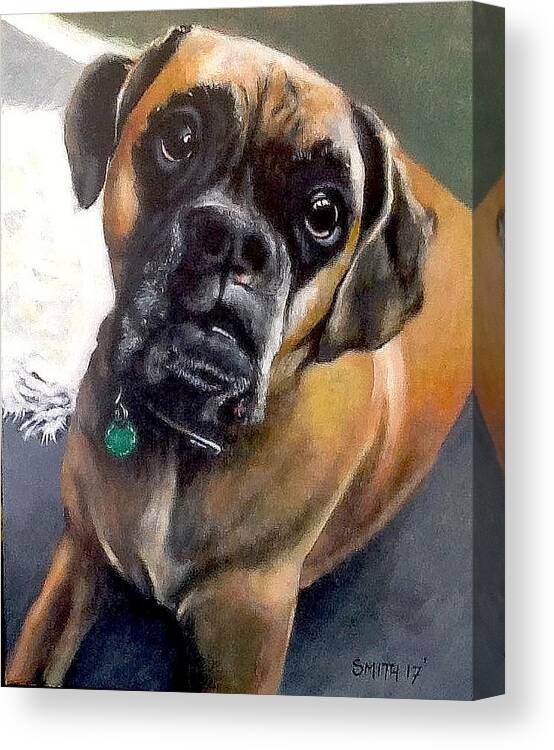 Dog Portrait Canvas Print featuring the painting Oscar by Tom Smith