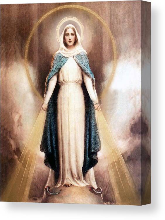 Our Lady Of Grace Devotional Image. Canvas Print featuring the photograph Our Lady of Grace Devotional Image. by Samuel Epperly