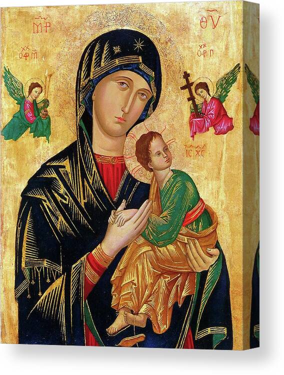 Our Canvas Print featuring the painting Our Lady of Perpetual Help Icon by Magdalena Walulik