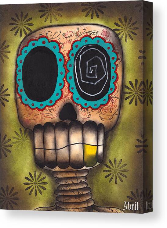 Day Of The Dead Canvas Print featuring the painting Paco el Feliz by Abril Andrade