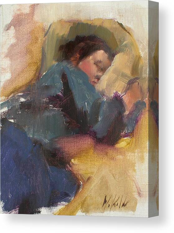Figurative Canvas Print featuring the painting Pam Resting by Merle Keller