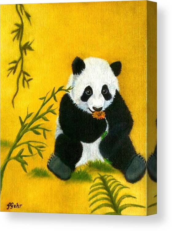 Panda Canvas Print featuring the painting Panda Power by Dr Pat Gehr
