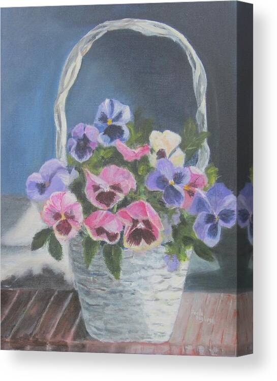 Painting Canvas Print featuring the painting Pansies For A Friend by Paula Pagliughi