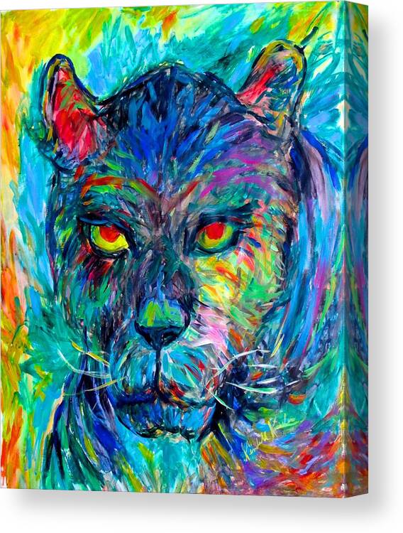 Panther Paintings Canvas Print featuring the painting Panther Stare Stage One by Kendall Kessler