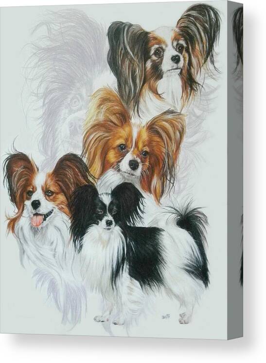 Toy Breed Canvas Print featuring the mixed media Papillon Medley by Barbara Keith