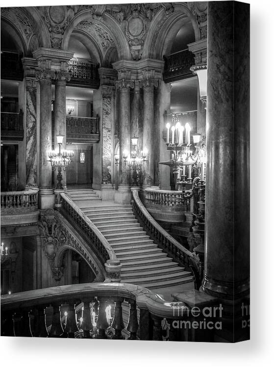 Paris Canvas Print featuring the photograph Paris Opera Garnier Grand Staircase - Opera House Interior Architecture by Kathy Fornal