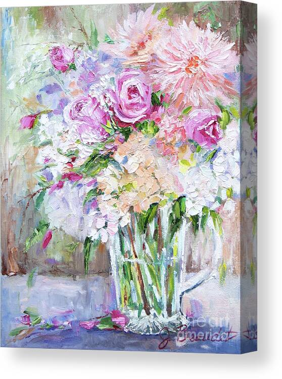  Canvas Print featuring the painting Peach and Pink Bouquet by Jennifer Beaudet
