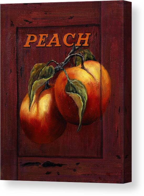 Peaches Canvas Print featuring the painting Juicy Peaches by Lynne Pittard
