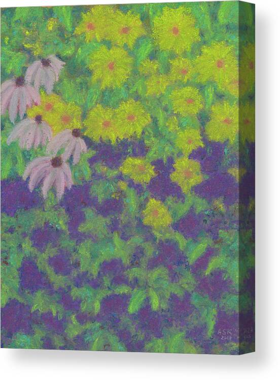 Summer Canvas Print featuring the pastel Peggy's Garden in Late Summer by Anne Katzeff