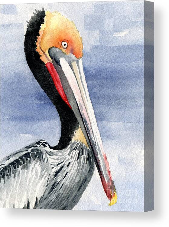 Pelican Canvas Print featuring the painting Pelican by David Rogers