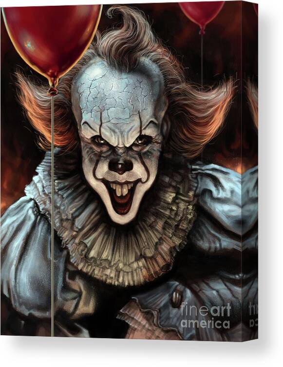 Pennywise Canvas Print featuring the digital art Pennywise by Andre Koekemoer