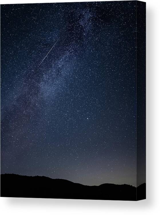 California Canvas Print featuring the photograph Perseid Meteor Shower Milky Way Lake Henshaw by Adam Rainoff