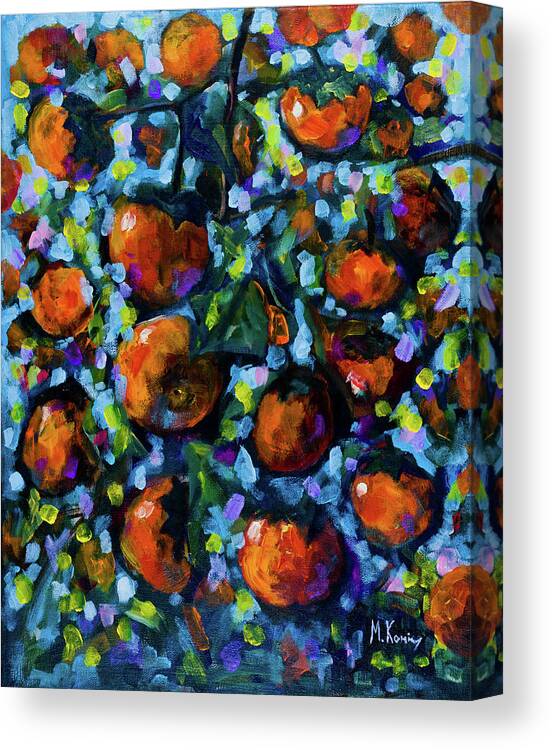 Fall Fruits Canvas Print featuring the painting Persimmons by Maxim Komissarchik