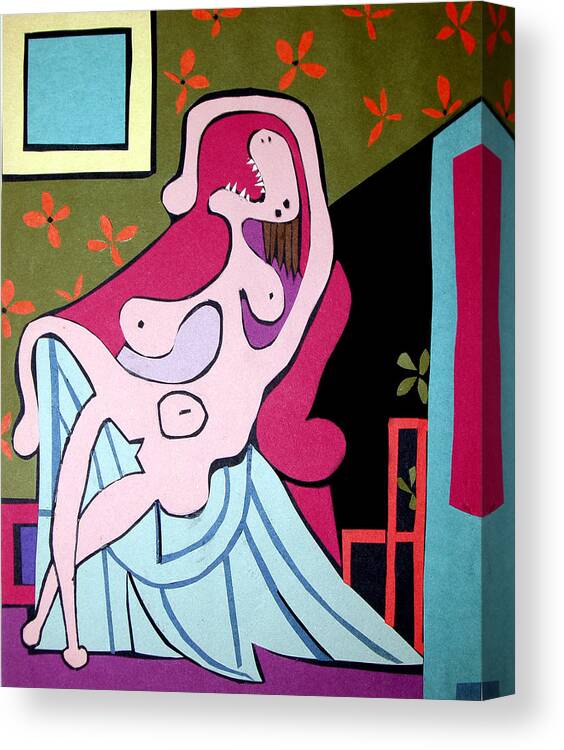 Woman Canvas Print featuring the mixed media Picasso Seated Woman by Nancy Mueller
