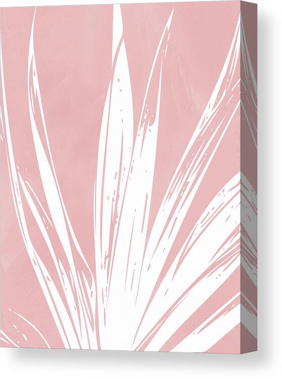 Leaf Canvas Print featuring the mixed media Pink and White Tropical Leaf- Art by Linda Woods by Linda Woods