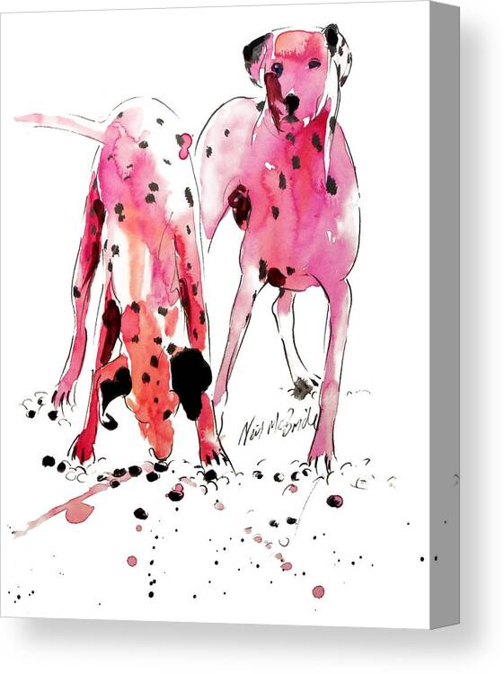 Art Canvas Print featuring the painting Pink Dalmations by Neil McBride