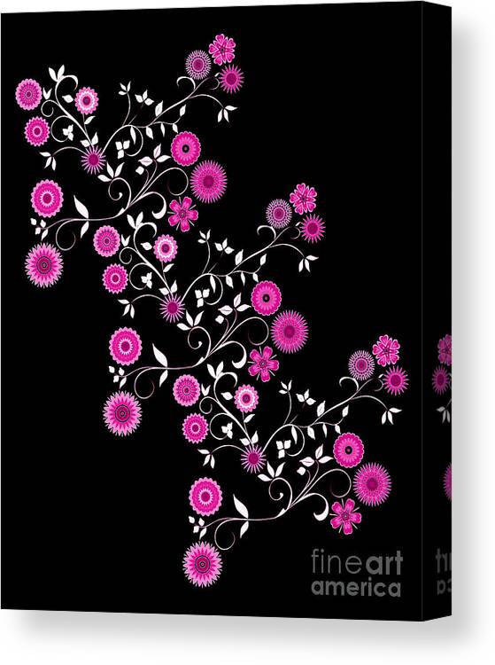 Pink Floral Explosion Canvas Print featuring the digital art Pink Floral Explosion by Two Hivelys