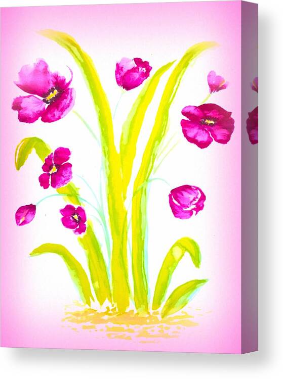 Art Canvas Print featuring the painting Pink Flowers by Delynn Addams