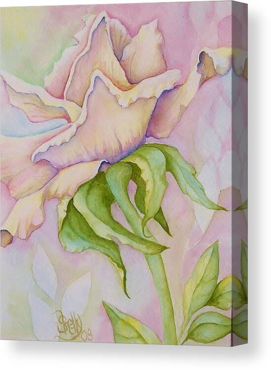 Pink Rose Canvas Print featuring the painting Pink Rose by Shelly Ziska