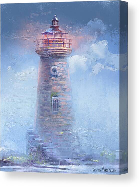 Light House Canvas Print featuring the painting Pink Sky by Kristina Vardazaryan