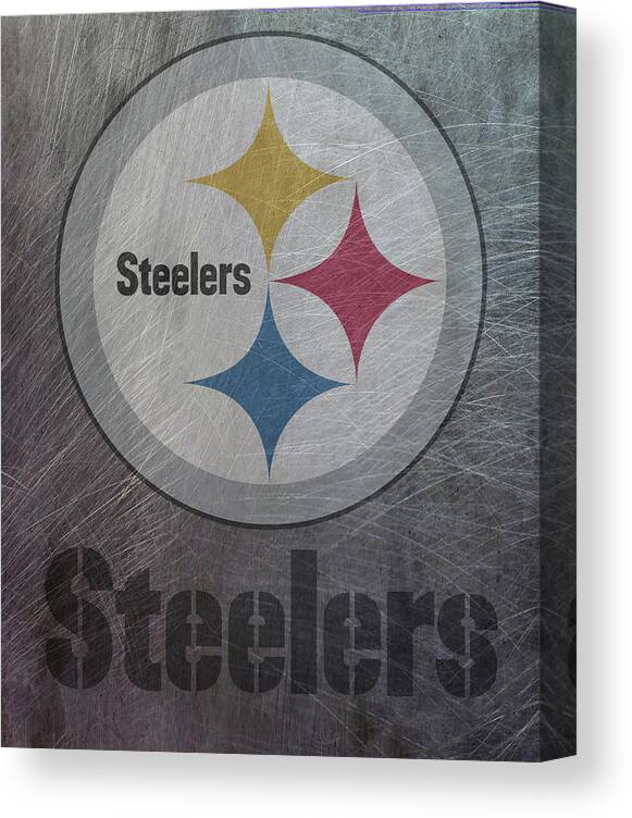 Pittsburgh Canvas Print featuring the mixed media Pittsburgh Steelers Translucent Steel by Movie Poster Prints
