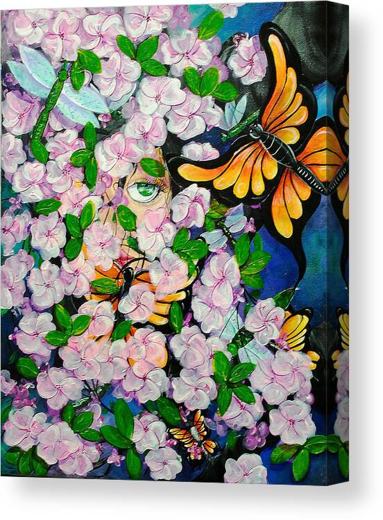 Cherry Canvas Print featuring the painting Pixie Blossom by Cindy Kreutzer