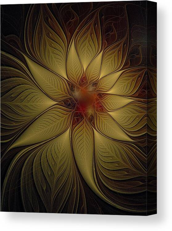 Digital Art Canvas Print featuring the digital art Poinsettia in Gold by Amanda Moore