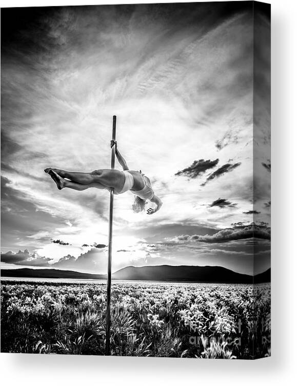 Location Canvas Print featuring the photograph Pole Dance HDR at sunset by Scott Sawyer