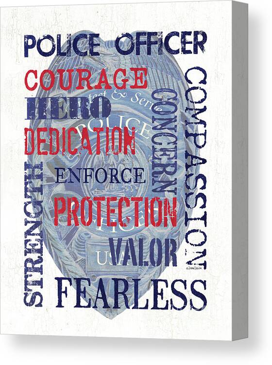 Police Canvas Print featuring the painting Police Inspirational 1 by Debbie DeWitt