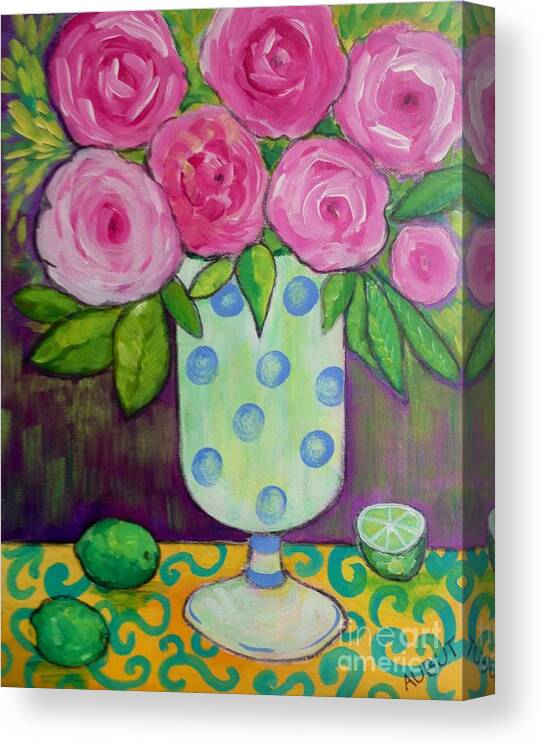 Polka Dots Canvas Print featuring the painting Polka-dot Vase by Rosemary Aubut